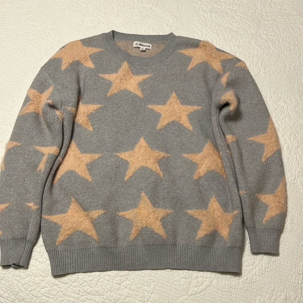 Macaron gray and peach small sweater